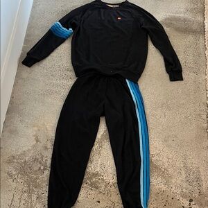 Black Tracksuit with Blue Stripes